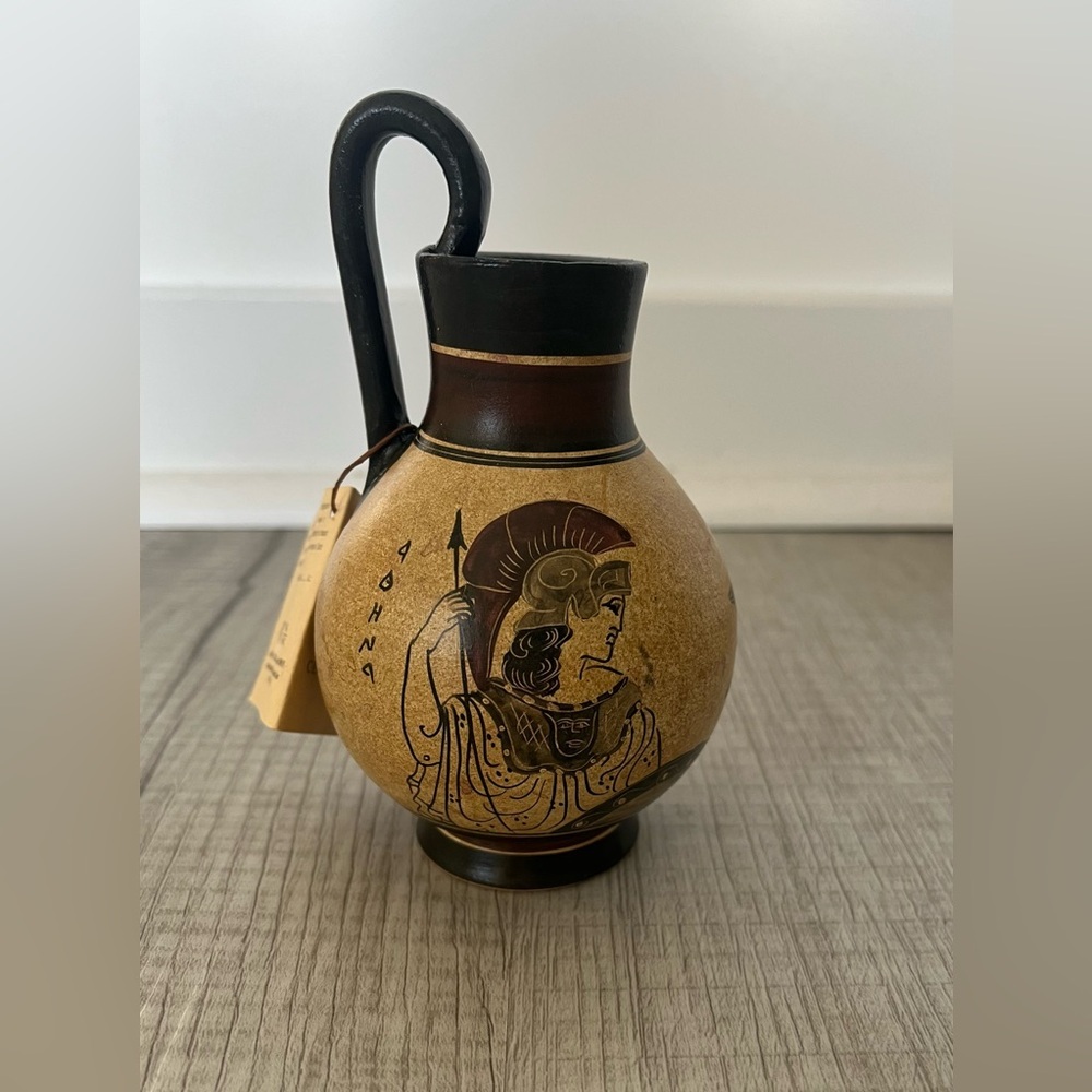 Nina Ceramic Hand Painted & Decorated Pottery Vase Made in Greece With Tag Rare